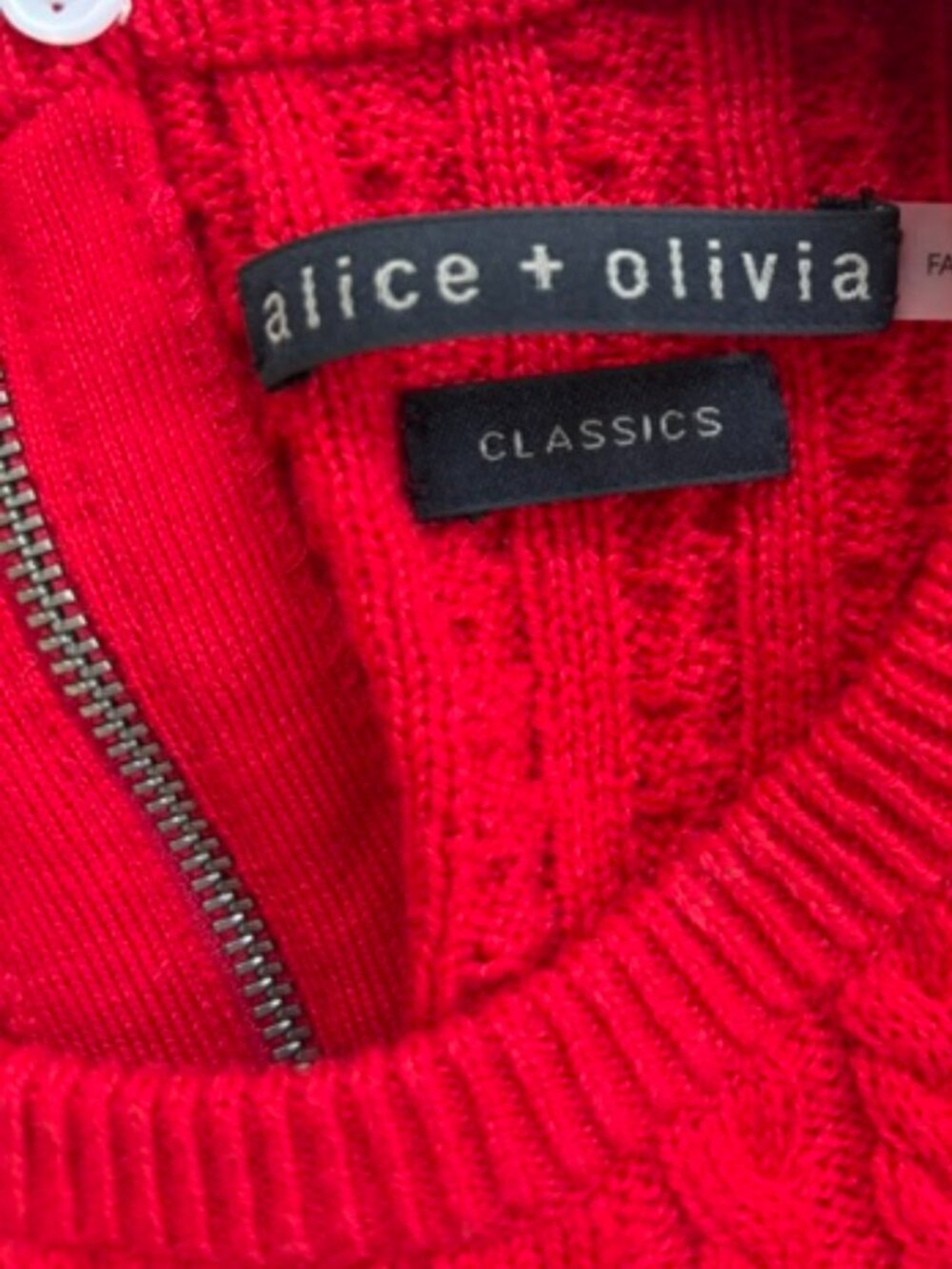 Alice + Olivia Chase Cable-Knit Puff-Sleeve Sweater - Size S - Picture 9 of 14